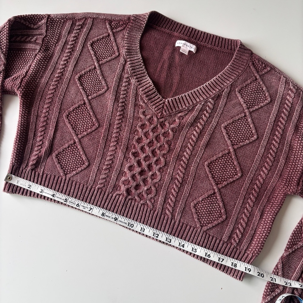 Aeropostale Cropped Cable Knit Sweater, Size L - Picture 8 of 8